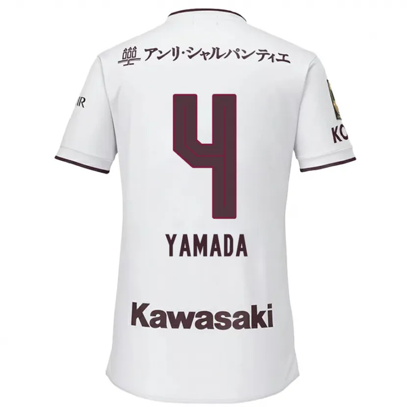 Danxen Niño Camiseta Kaito Yamada #4 Blanco Rojo 2ª Equipación 2024/25 La Camisa