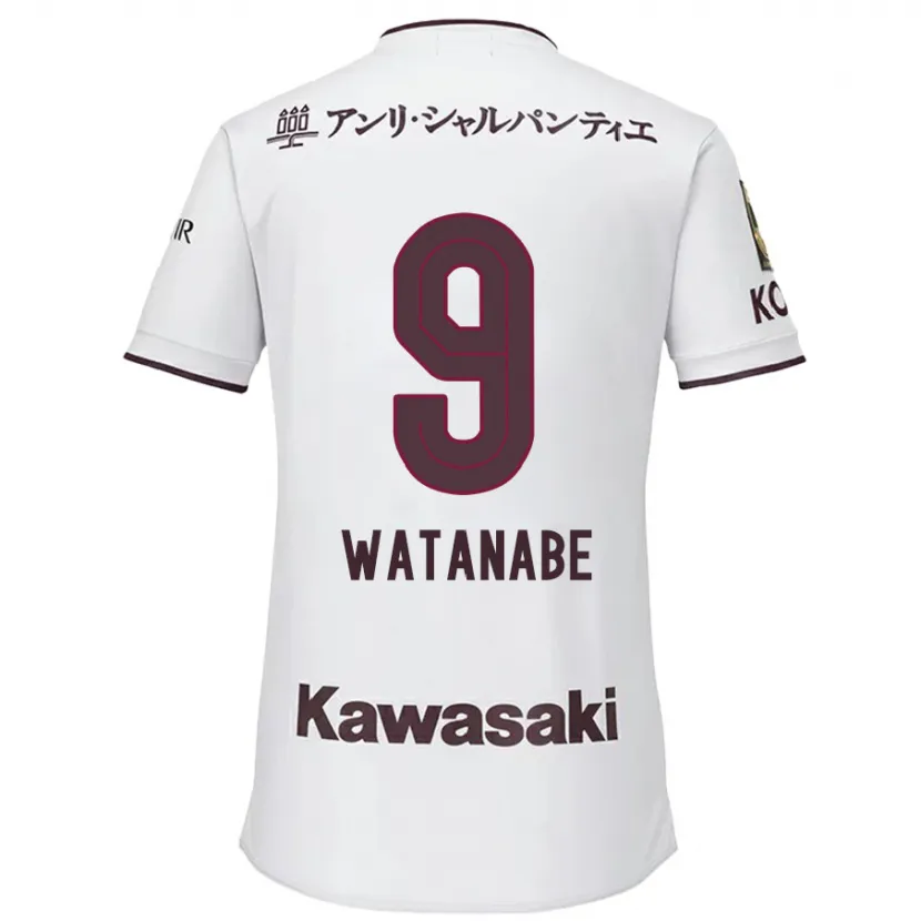 Danxen Niño Camiseta Hayato Watanabe #9 Blanco Rojo 2ª Equipación 2024/25 La Camisa