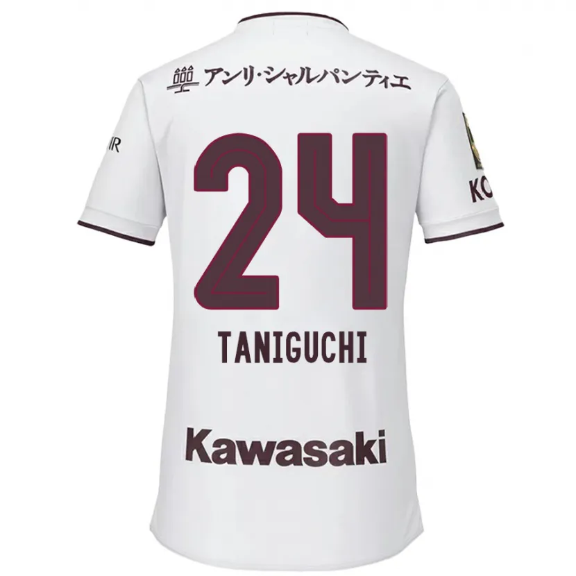 Danxen Niño Camiseta Hiroto Taniguchi #24 Blanco Rojo 2ª Equipación 2024/25 La Camisa