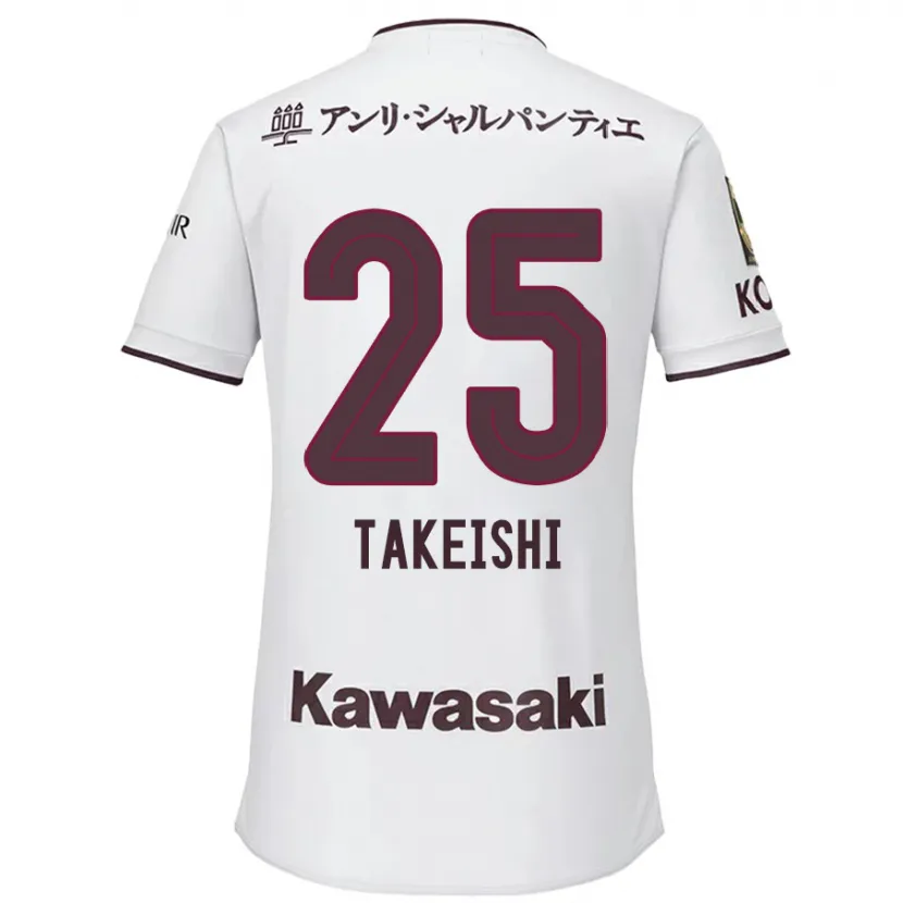 Danxen Niño Camiseta Tsubasa Takeishi #25 Blanco Rojo 2ª Equipación 2024/25 La Camisa