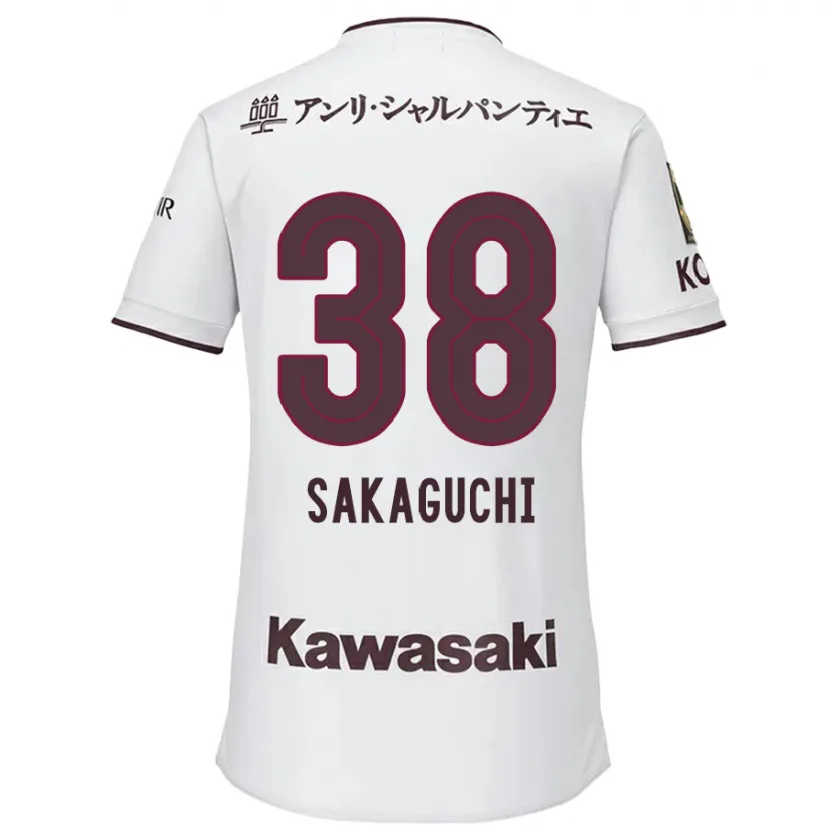 Danxen Niño Camiseta Yuki Sakaguchi #38 Blanco Rojo 2ª Equipación 2024/25 La Camisa