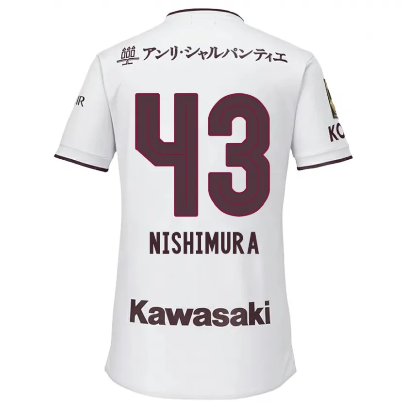 Danxen Niño Camiseta Nagi Nishimura #43 Blanco Rojo 2ª Equipación 2024/25 La Camisa