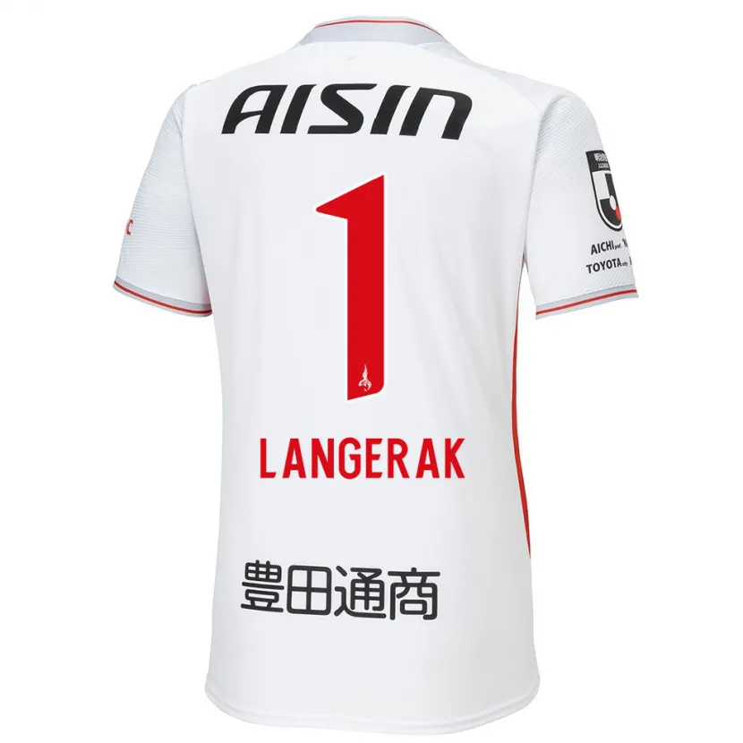 Danxen Niño Camiseta Mitchell Langerak #1 Blanco Amarillo Rojo 2ª Equipación 2024/25 La Camisa