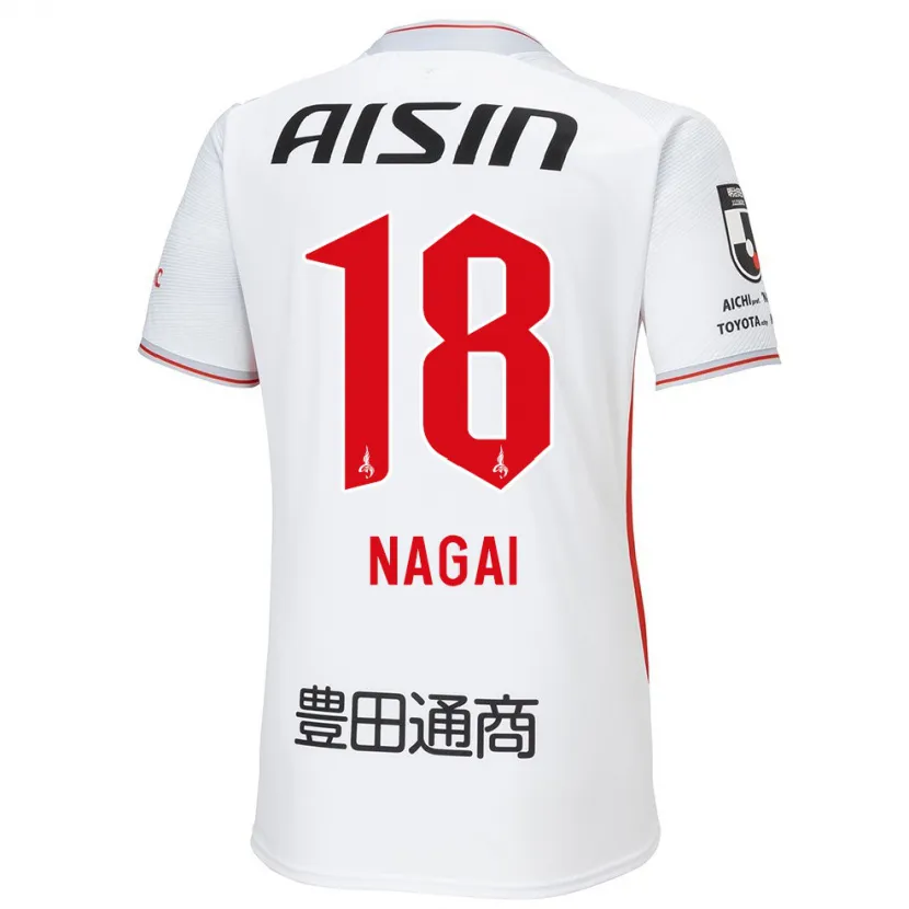 Danxen Niño Camiseta Kensuke Nagai #18 Blanco Amarillo Rojo 2ª Equipación 2024/25 La Camisa