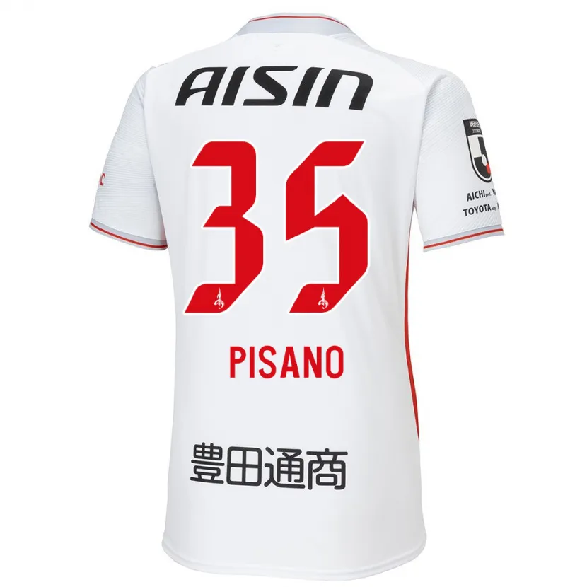 Danxen Niño Camiseta Alexandre Pisano #35 Blanco Amarillo Rojo 2ª Equipación 2024/25 La Camisa