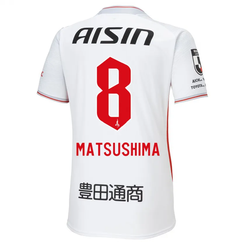 Danxen Niño Camiseta Kosei Matsushima #8 Blanco Amarillo Rojo 2ª Equipación 2024/25 La Camisa