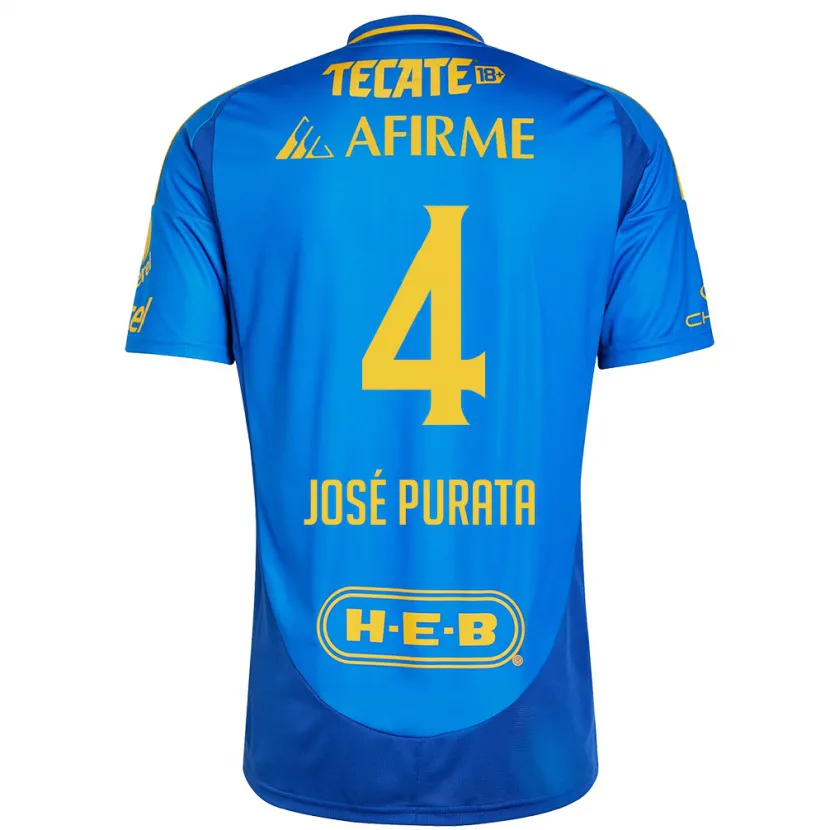 Danxen Niño Camiseta Juan José Purata #4 Azul Amarillo 2ª Equipación 2024/25 La Camisa