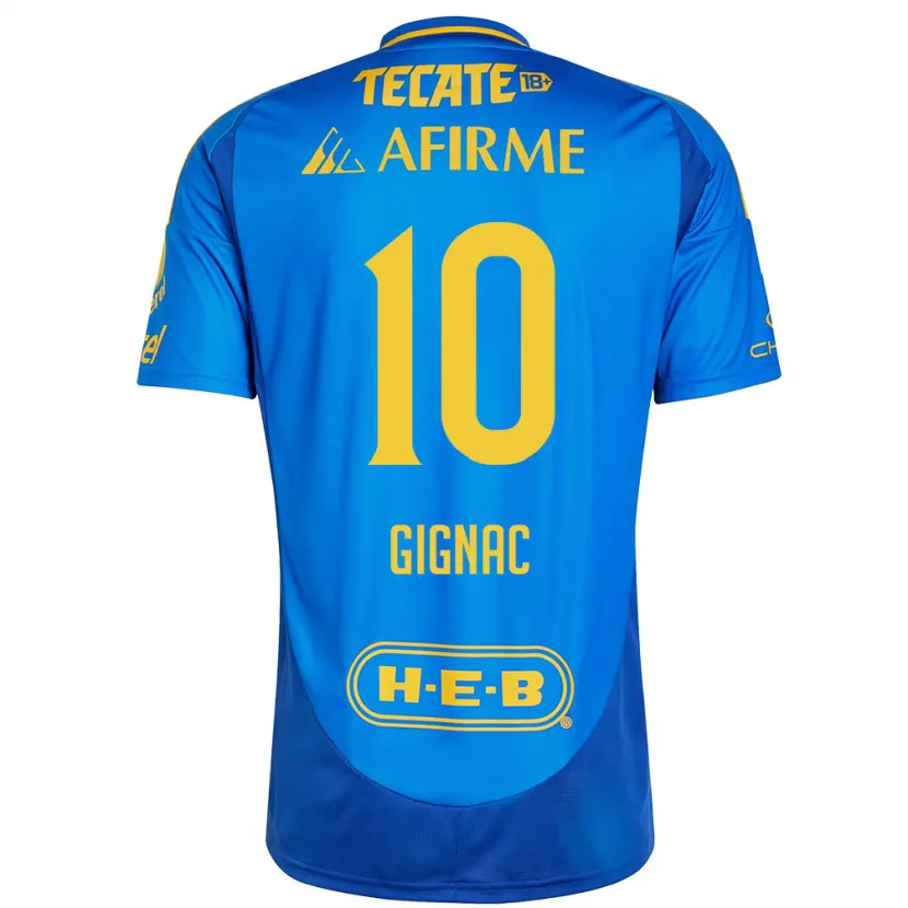 Danxen Niño Camiseta André-Pierre Gignac #10 Azul Amarillo 2ª Equipación 2024/25 La Camisa