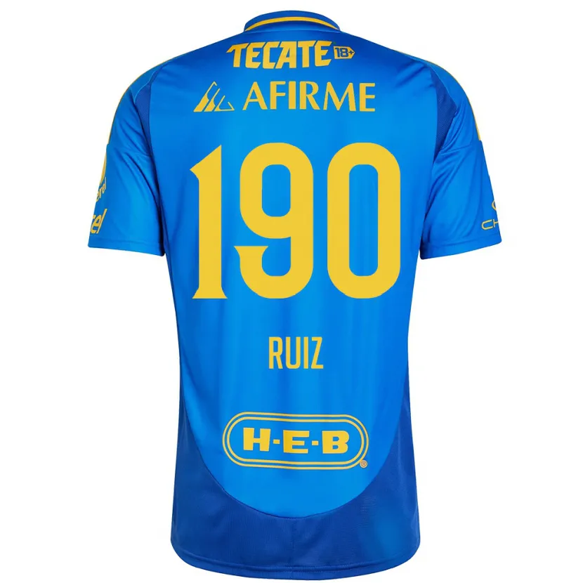 Danxen Niño Camiseta Óscar Ruiz #190 Azul Amarillo 2ª Equipación 2024/25 La Camisa