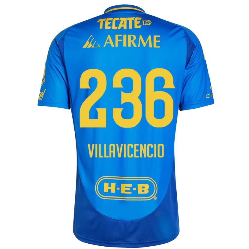 Danxen Niño Camiseta Edgar Villavicencio #236 Azul Amarillo 2ª Equipación 2024/25 La Camisa