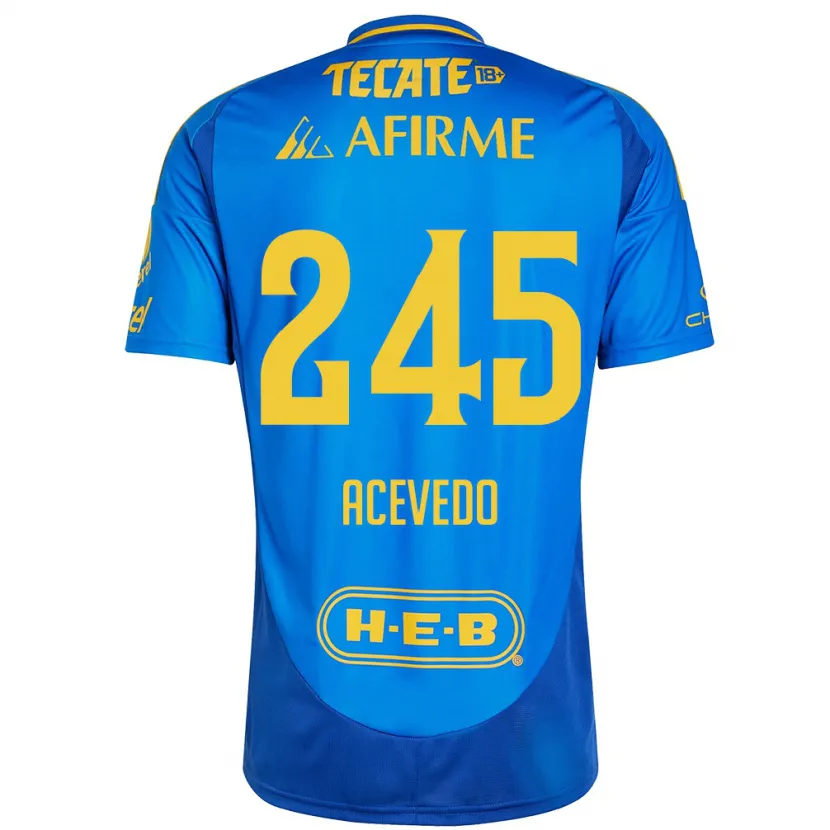 Danxen Niño Camiseta Kevin Acevedo #245 Azul Amarillo 2ª Equipación 2024/25 La Camisa