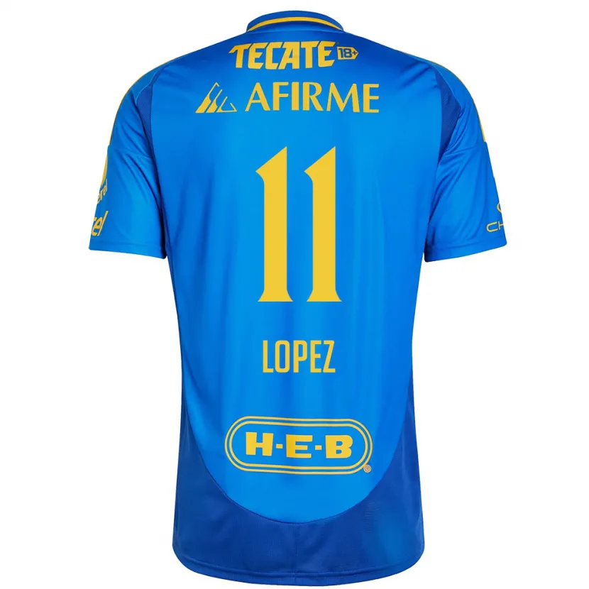 Danxen Niño Camiseta Nicolas Lopez #11 Azul Amarillo 2ª Equipación 2024/25 La Camisa