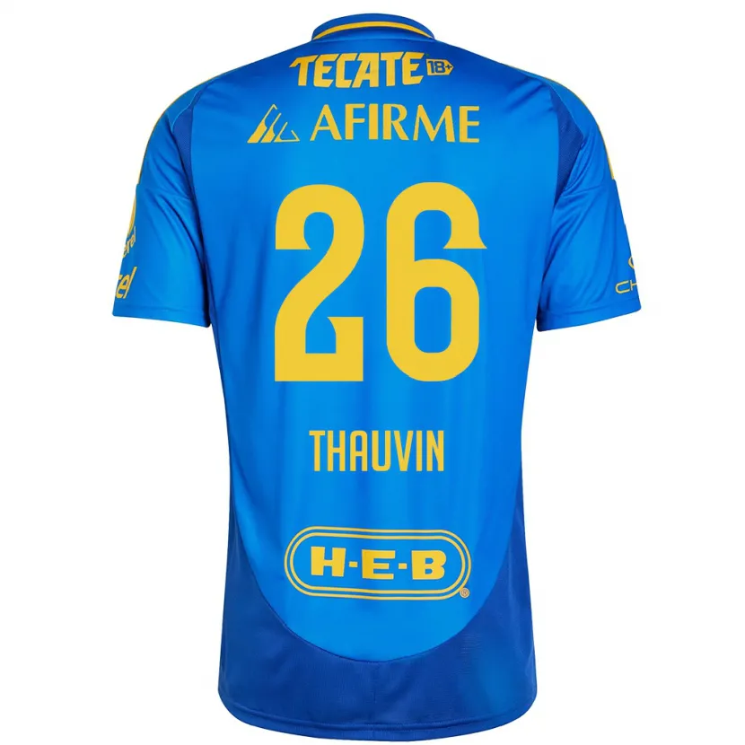 Danxen Niño Camiseta Florian Thauvin #26 Azul Amarillo 2ª Equipación 2024/25 La Camisa