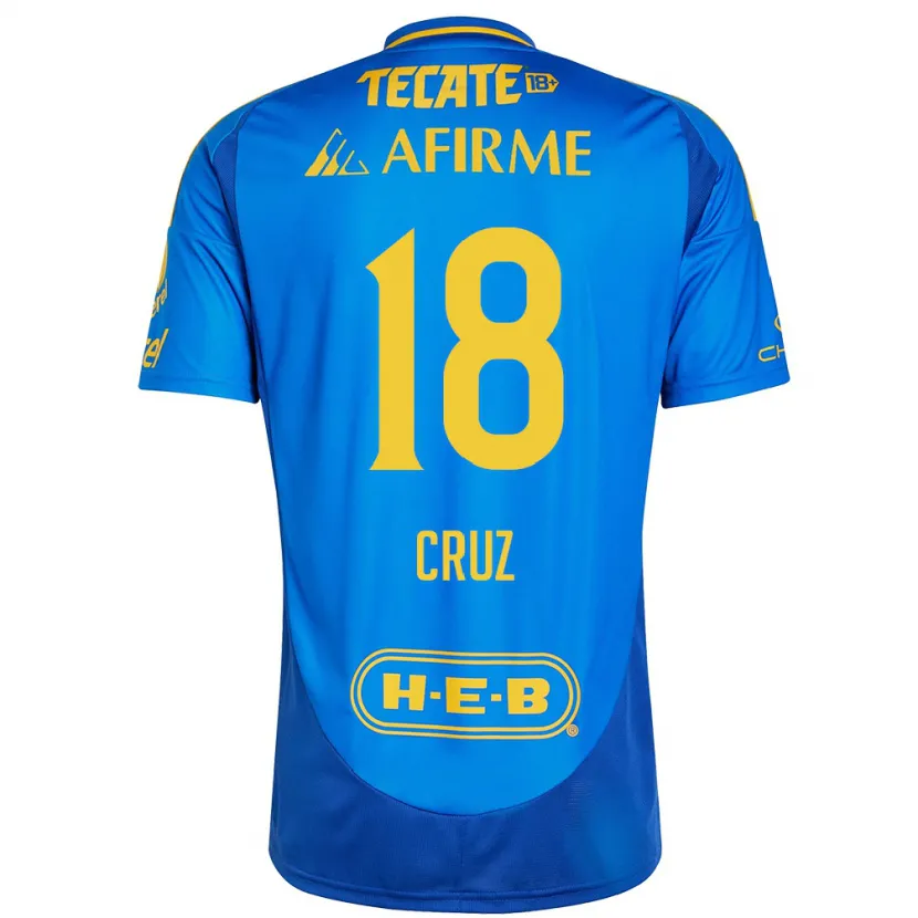 Danxen Niño Camiseta Belen Cruz #18 Azul Amarillo 2ª Equipación 2024/25 La Camisa