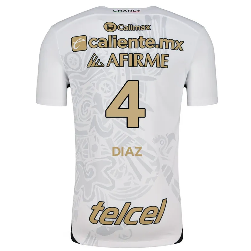 Danxen Niño Camiseta Nicolás Díaz #4 Blanco Negro 2ª Equipación 2024/25 La Camisa