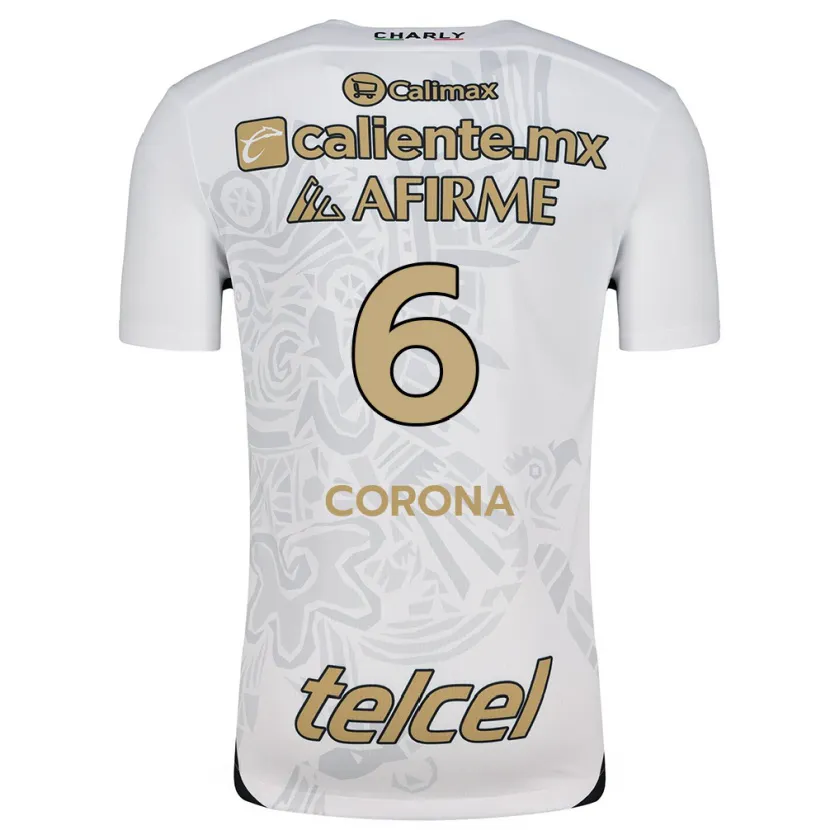 Danxen Niño Camiseta Joe Corona #6 Blanco Negro 2ª Equipación 2024/25 La Camisa