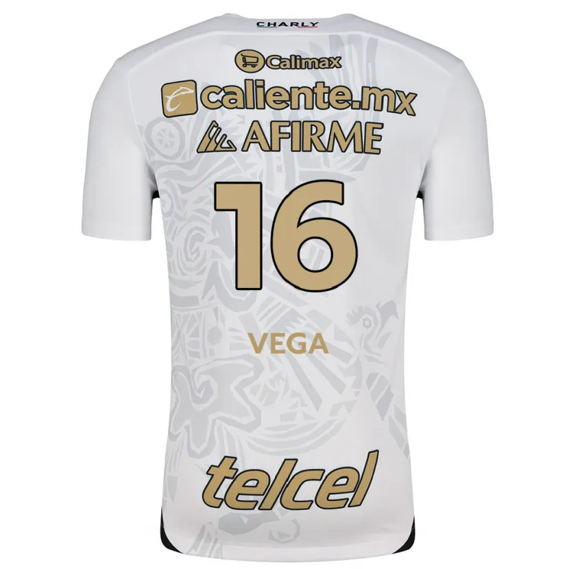 Danxen Niño Camiseta Alan Vega #16 Blanco Negro 2ª Equipación 2024/25 La Camisa