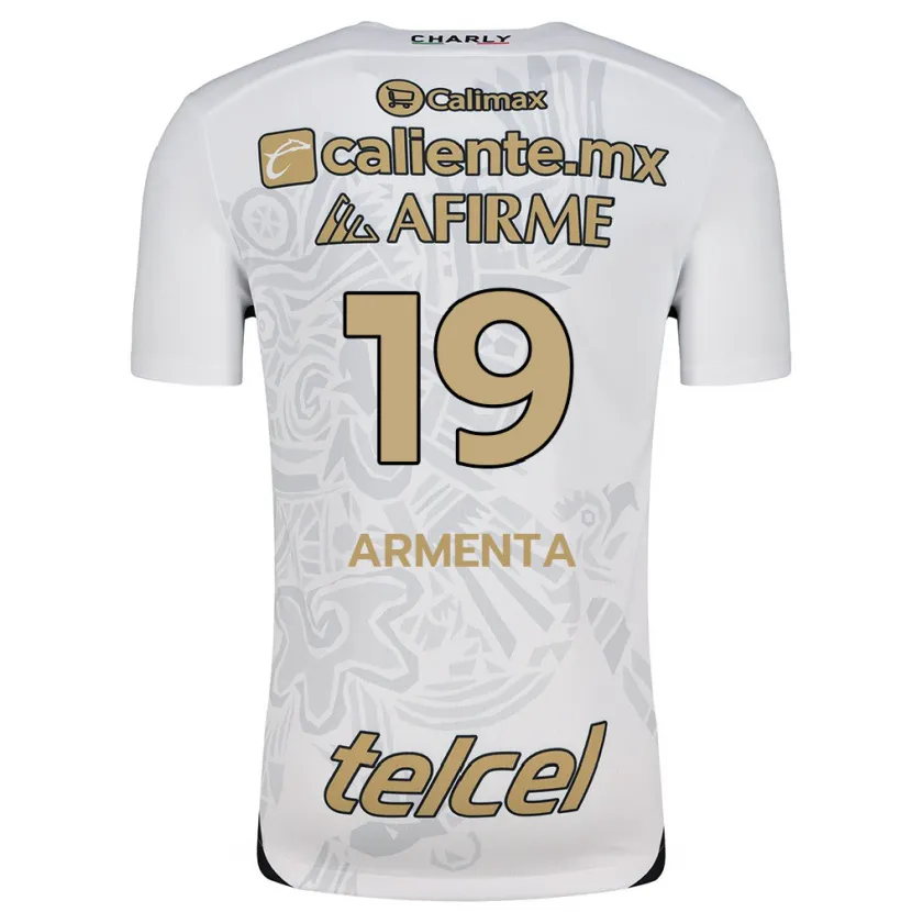 Danxen Niño Camiseta Eduardo Armenta #19 Blanco Negro 2ª Equipación 2024/25 La Camisa