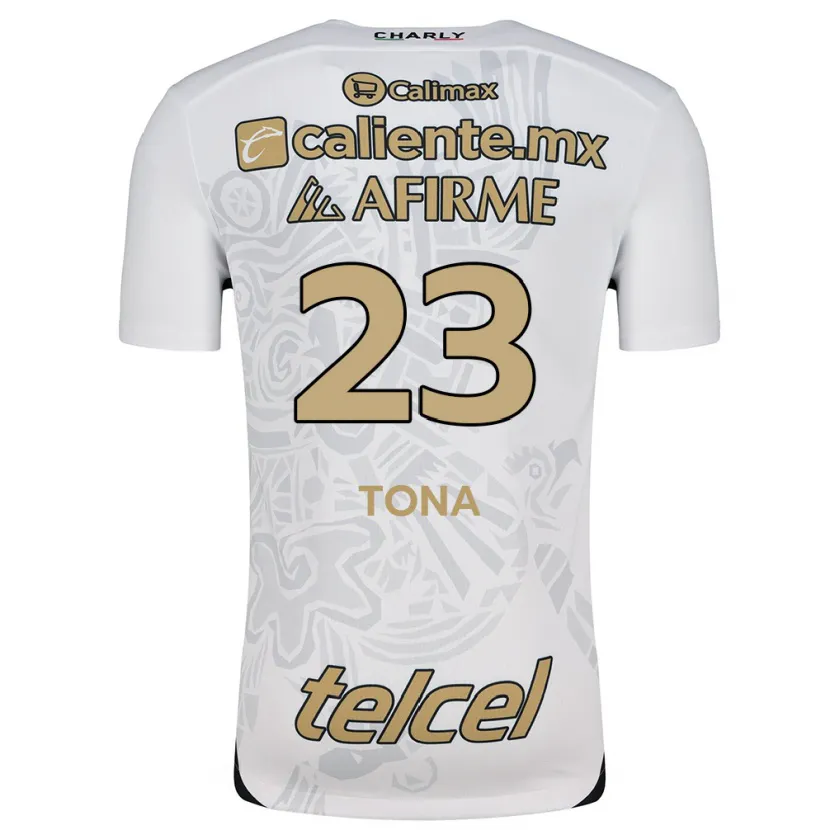 Danxen Niño Camiseta Iván Tona #23 Blanco Negro 2ª Equipación 2024/25 La Camisa