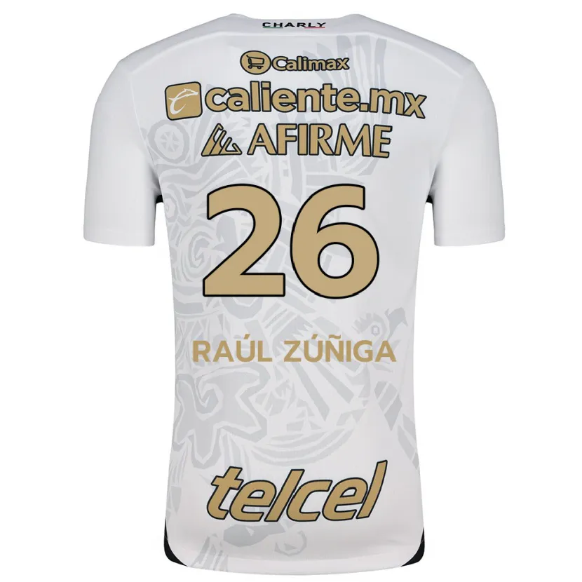 Danxen Niño Camiseta José Raúl Zúñiga #26 Blanco Negro 2ª Equipación 2024/25 La Camisa