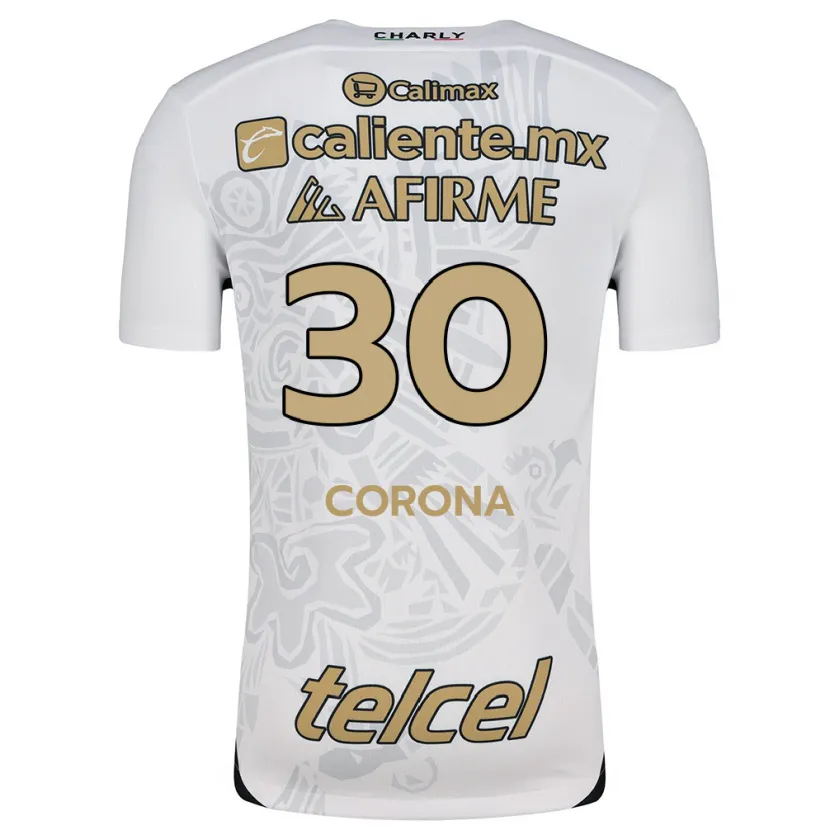 Danxen Niño Camiseta Jesús Corona #30 Blanco Negro 2ª Equipación 2024/25 La Camisa