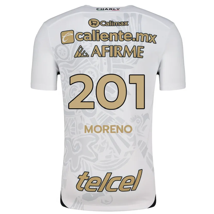 Danxen Niño Camiseta Jesús Moreno #201 Blanco Negro 2ª Equipación 2024/25 La Camisa