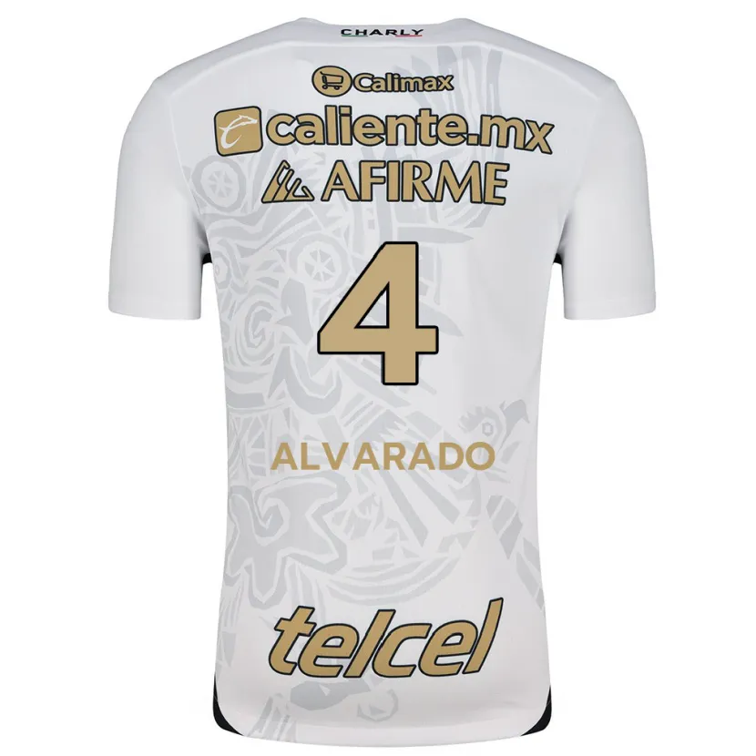 Danxen Niño Camiseta Mónica Alvarado #4 Blanco Negro 2ª Equipación 2024/25 La Camisa