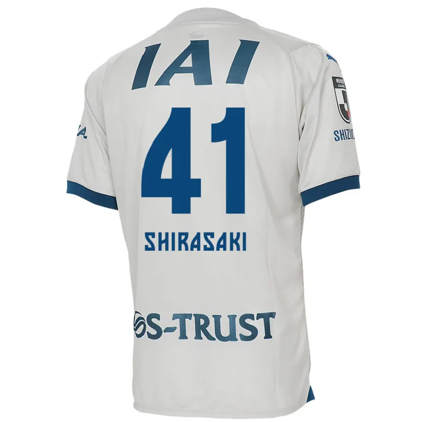 Danxen Niño Camiseta Ryohei Shirasaki #41 Blanco Azul 2ª Equipación 2024/25 La Camisa