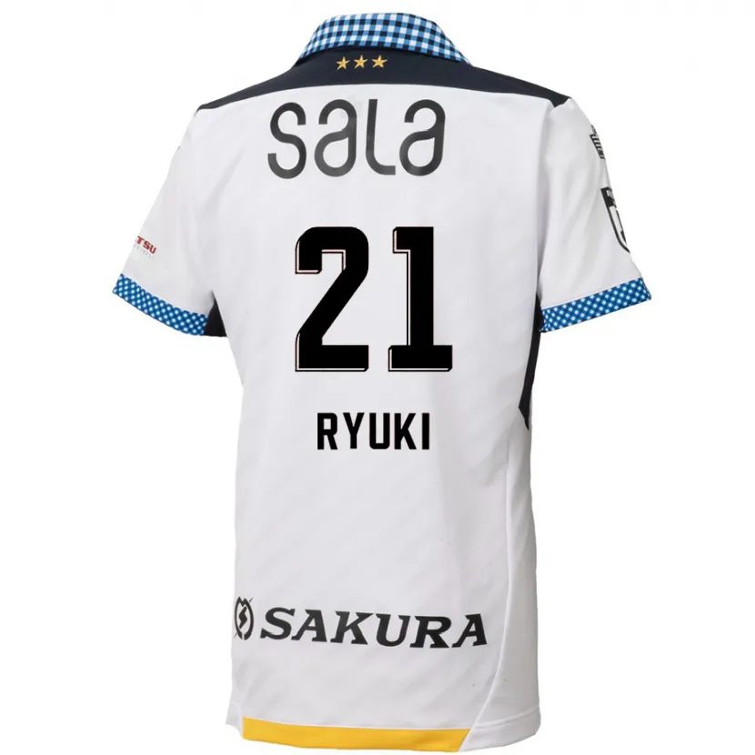 Danxen Niño Camiseta Ryuki Miura #21 Blanco Negro 2ª Equipación 2024/25 La Camisa