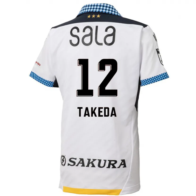 Danxen Niño Camiseta Yusei Takeda #12 Blanco Negro 2ª Equipación 2024/25 La Camisa