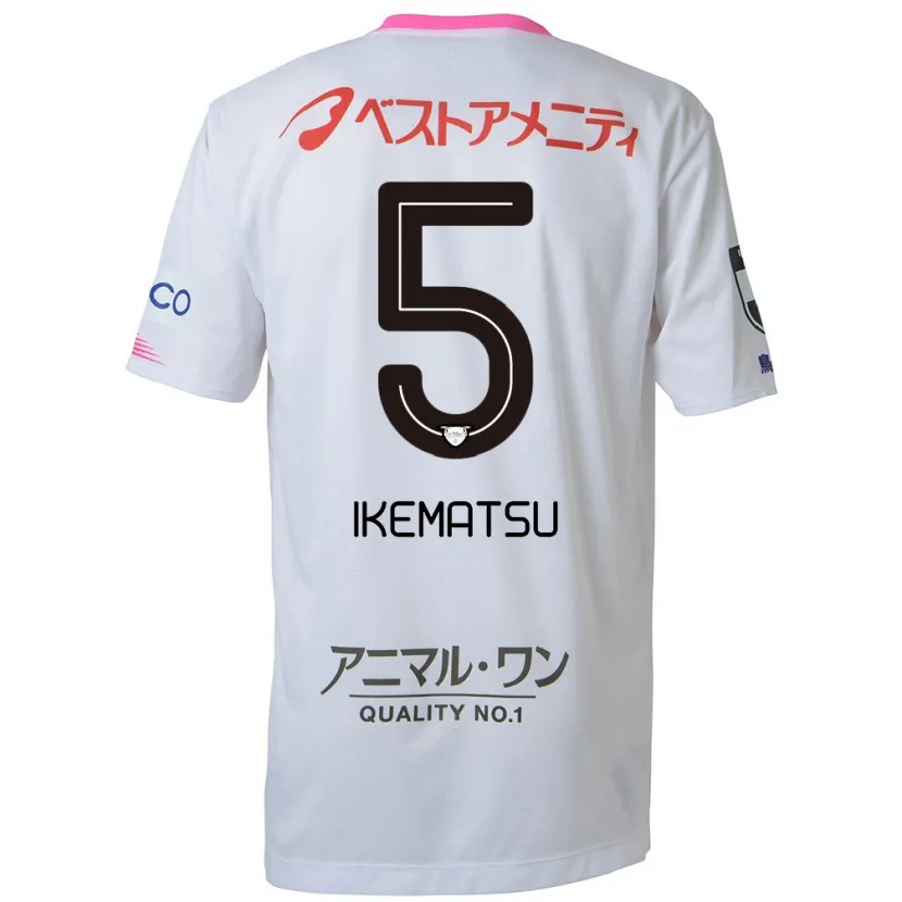 Danxen Niño Camiseta Teppei Ikematsu #5 Blanco Azul Rosa 2ª Equipación 2024/25 La Camisa