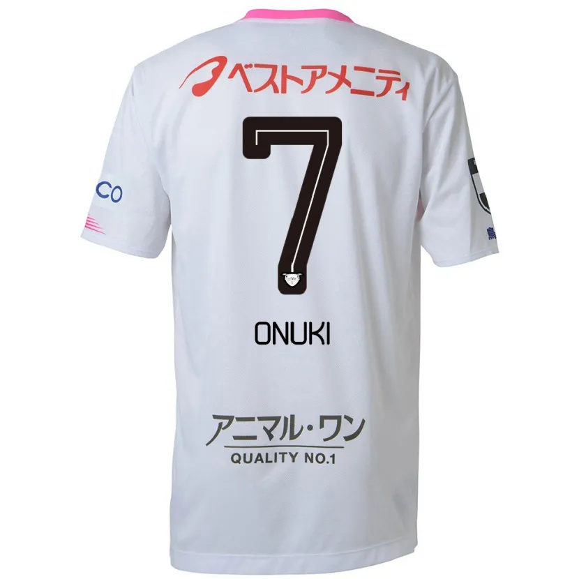 Danxen Niño Camiseta Tentaro Onuki #7 Blanco Azul Rosa 2ª Equipación 2024/25 La Camisa