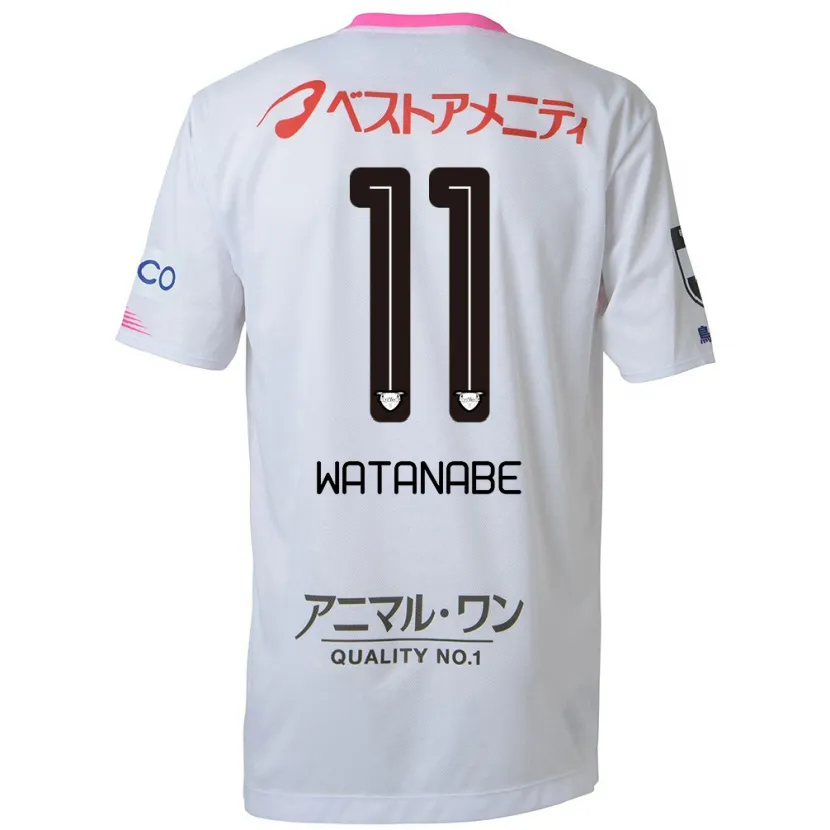 Danxen Niño Camiseta Shion Watanabe #11 Blanco Azul Rosa 2ª Equipación 2024/25 La Camisa