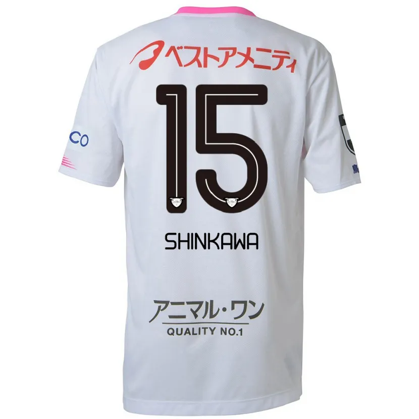 Danxen Niño Camiseta Shion Shinkawa #15 Blanco Azul Rosa 2ª Equipación 2024/25 La Camisa