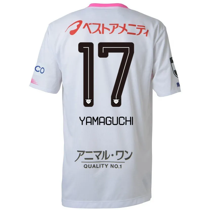 Danxen Niño Camiseta Hikaru Yamaguchi #17 Blanco Azul Rosa 2ª Equipación 2024/25 La Camisa