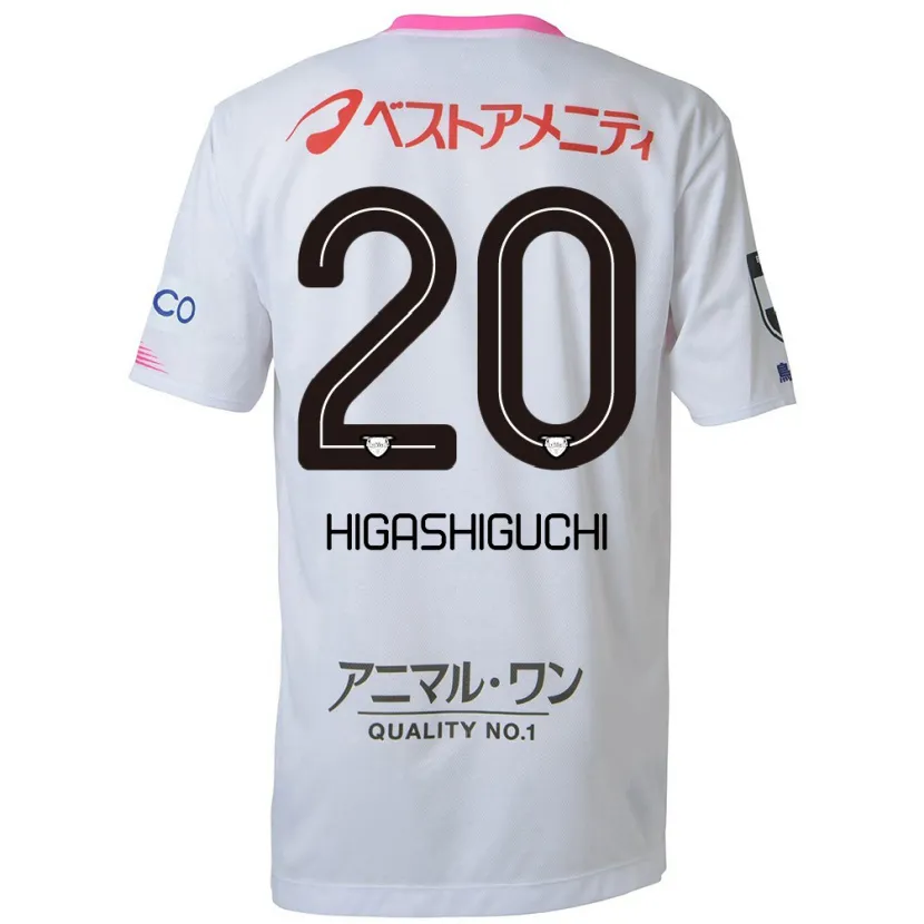 Danxen Niño Camiseta Aitaro Higashiguchi #20 Blanco Azul Rosa 2ª Equipación 2024/25 La Camisa