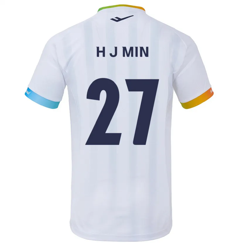 Danxen Niño Camiseta Ji-Hoon Min #27 Blanco Azul 2ª Equipación 2024/25 La Camisa