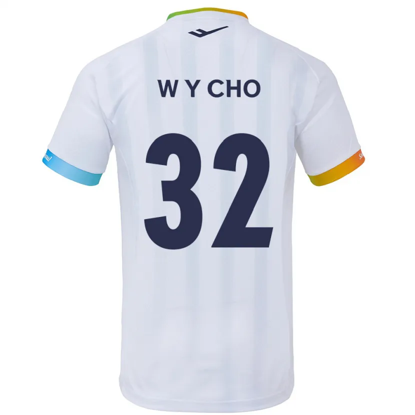 Danxen Niño Camiseta Young-Wook Cho #32 Blanco Azul 2ª Equipación 2024/25 La Camisa