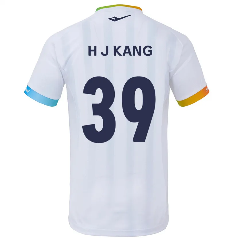 Danxen Niño Camiseta Ju-Hyeok Kang #39 Blanco Azul 2ª Equipación 2024/25 La Camisa