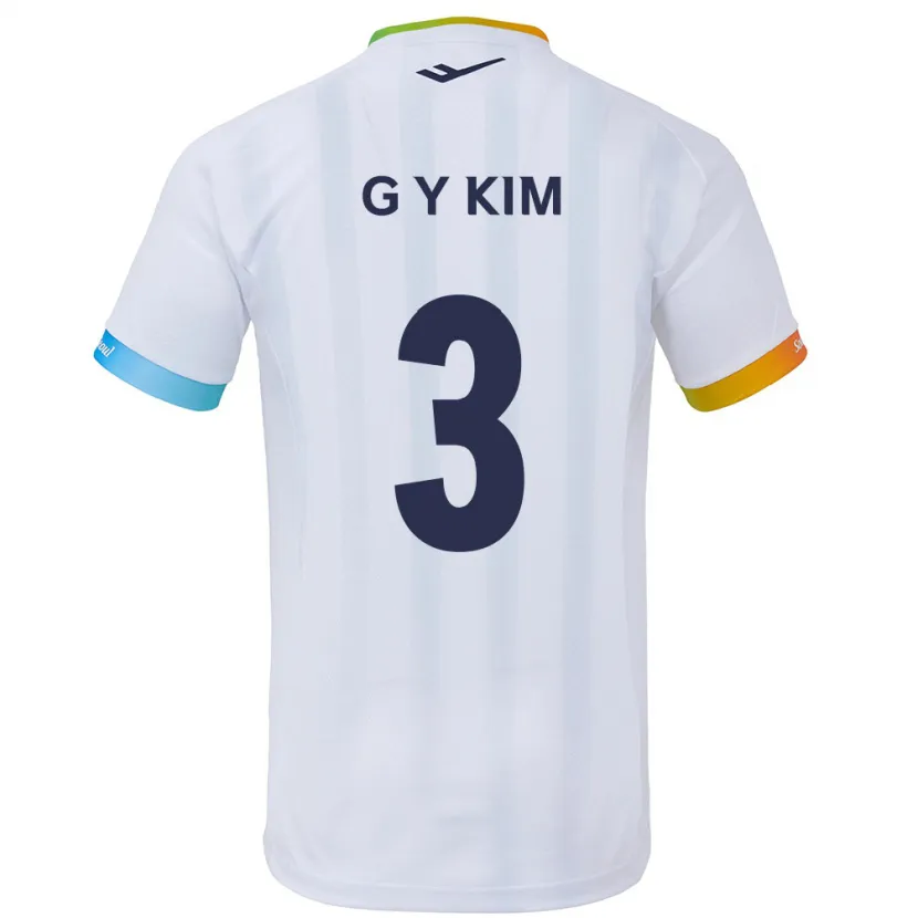 Danxen Niño Camiseta Yu-Geon Kim #3 Blanco Azul 2ª Equipación 2024/25 La Camisa