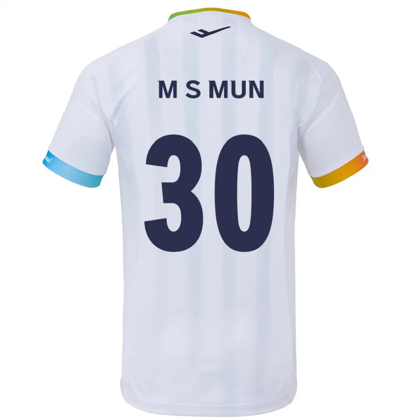 Danxen Niño Camiseta Seong-Min Mun #30 Blanco Azul 2ª Equipación 2024/25 La Camisa