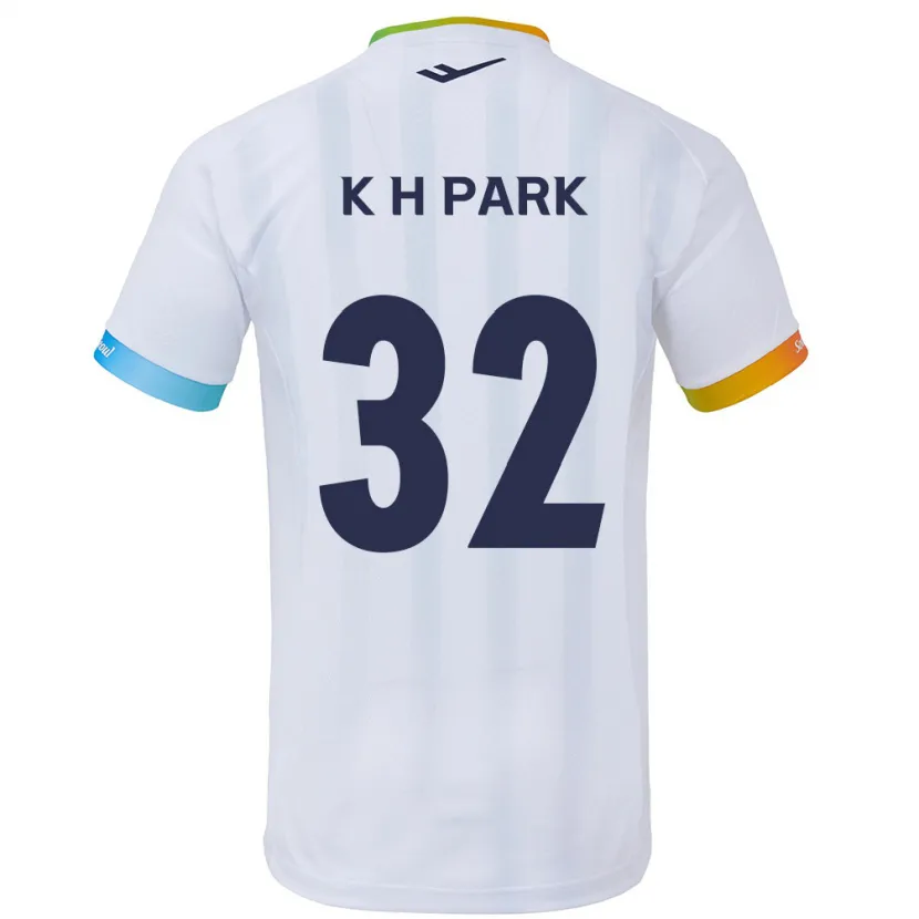 Danxen Niño Camiseta Han-Kyul Park #32 Blanco Azul 2ª Equipación 2024/25 La Camisa