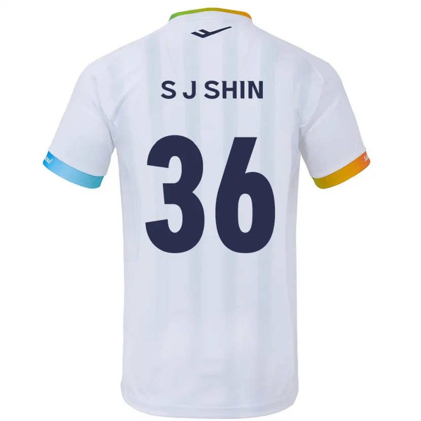 Danxen Niño Camiseta Ji-Seop Shin #36 Blanco Azul 2ª Equipación 2024/25 La Camisa