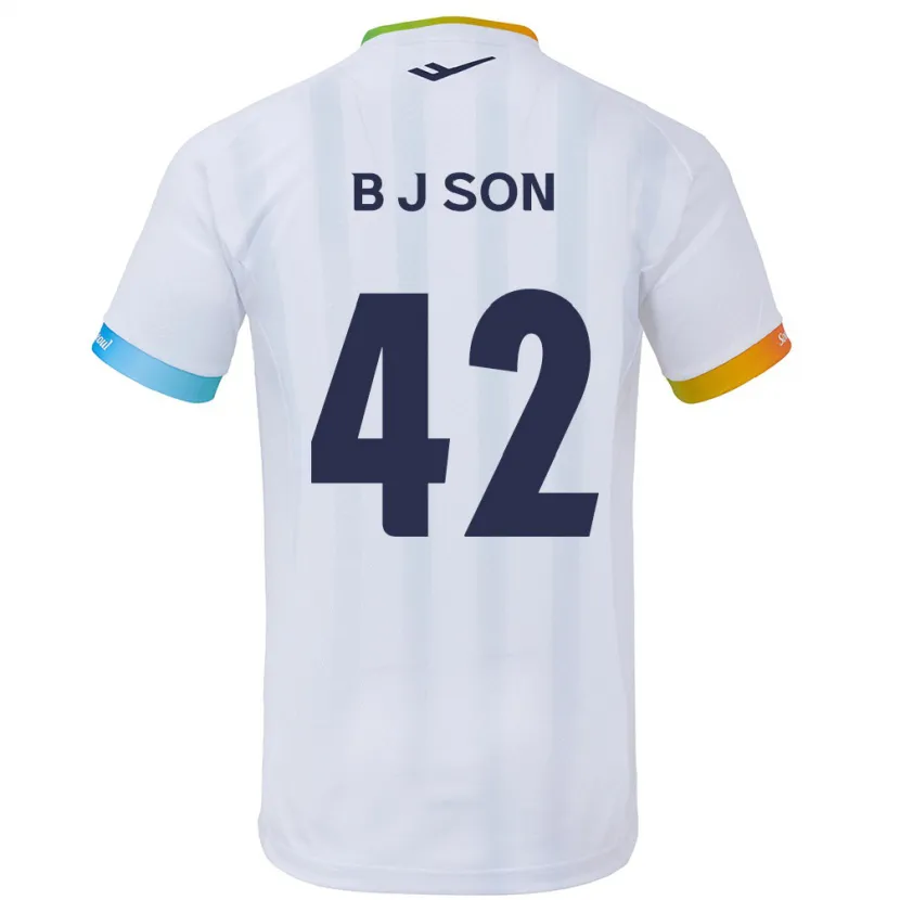 Danxen Niño Camiseta Jeong-Beom Son #42 Blanco Azul 2ª Equipación 2024/25 La Camisa