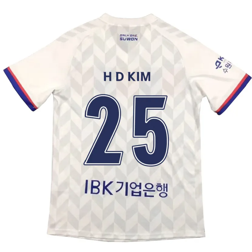 Danxen Niño Camiseta Dae-Hyun Kim #25 Blanco Azul 2ª Equipación 2024/25 La Camisa