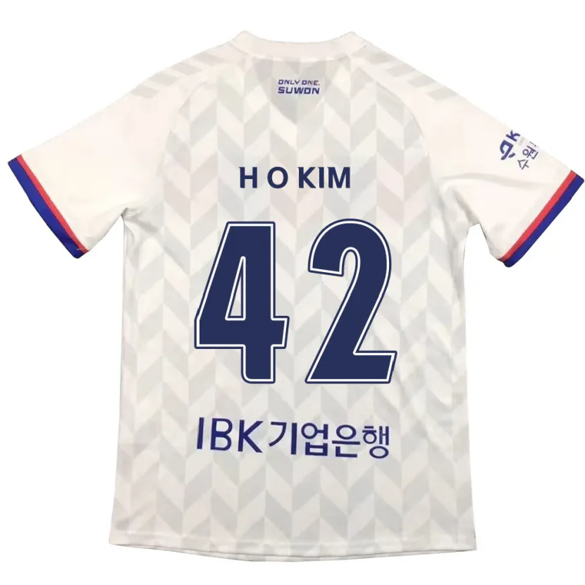 Danxen Niño Camiseta One-Hyung Kim #42 Blanco Azul 2ª Equipación 2024/25 La Camisa