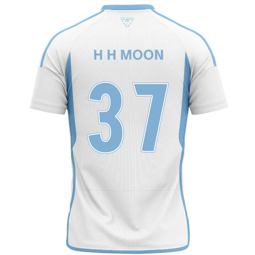 Danxen Niño Camiseta Hyeon-Ho Moon #37 Blanco Azul 2ª Equipación 2024/25 La Camisa