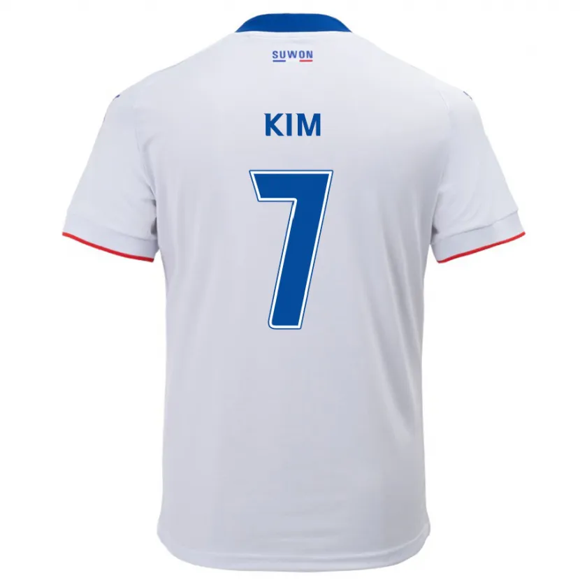 Danxen Niño Camiseta Hyun Kim #7 Blanco Azul 2ª Equipación 2024/25 La Camisa