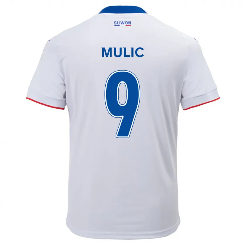 Danxen Niño Camiseta Fejsal Mulic #9 Blanco Azul 2ª Equipación 2024/25 La Camisa