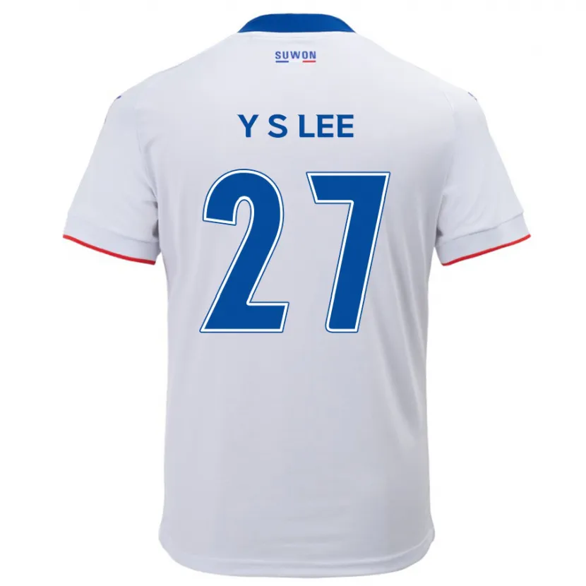 Danxen Niño Camiseta Shi-Yeong Lee #27 Blanco Azul 2ª Equipación 2024/25 La Camisa